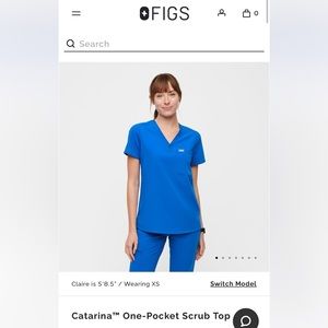 Figs one pocket scrub top. Royal blue. Size small. Used.
